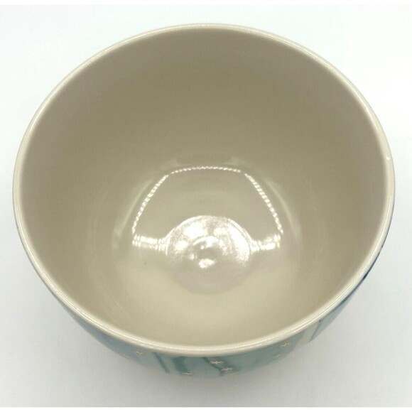 Anthropologie Night Sky Bowl Stoneware Blue Teal Drip Watercolor Wash Gold Star - Picture 8 of 15